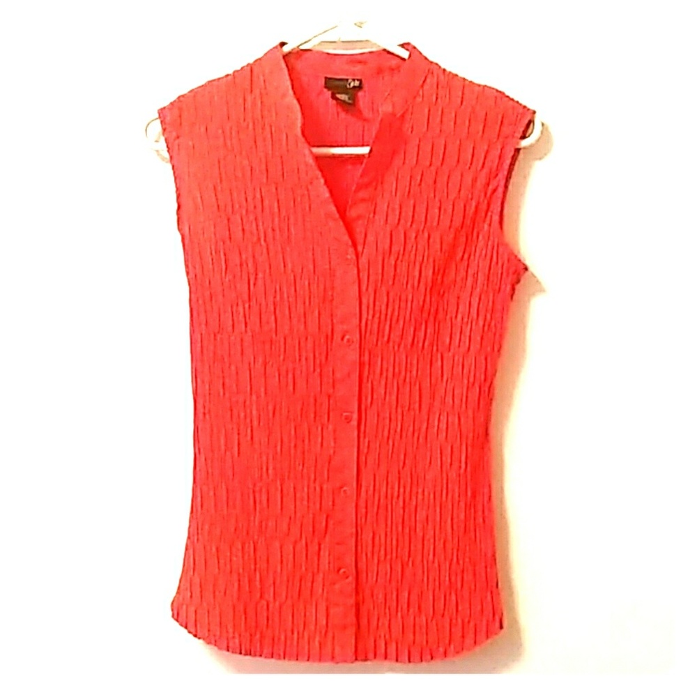 Orange button up tank top